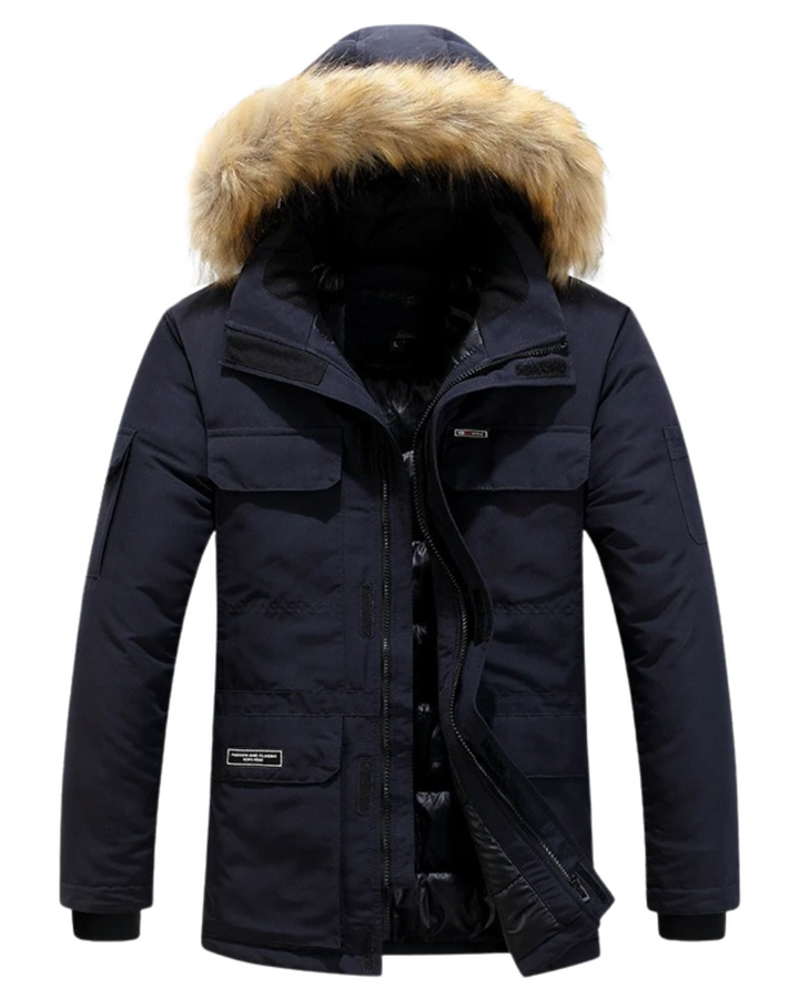 Elegante Herren Winterjacke mit Kapuze und langen Ärmeln