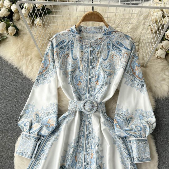 Floral A-Linienkleid für Damen mit schickem Gürtel-Detail
