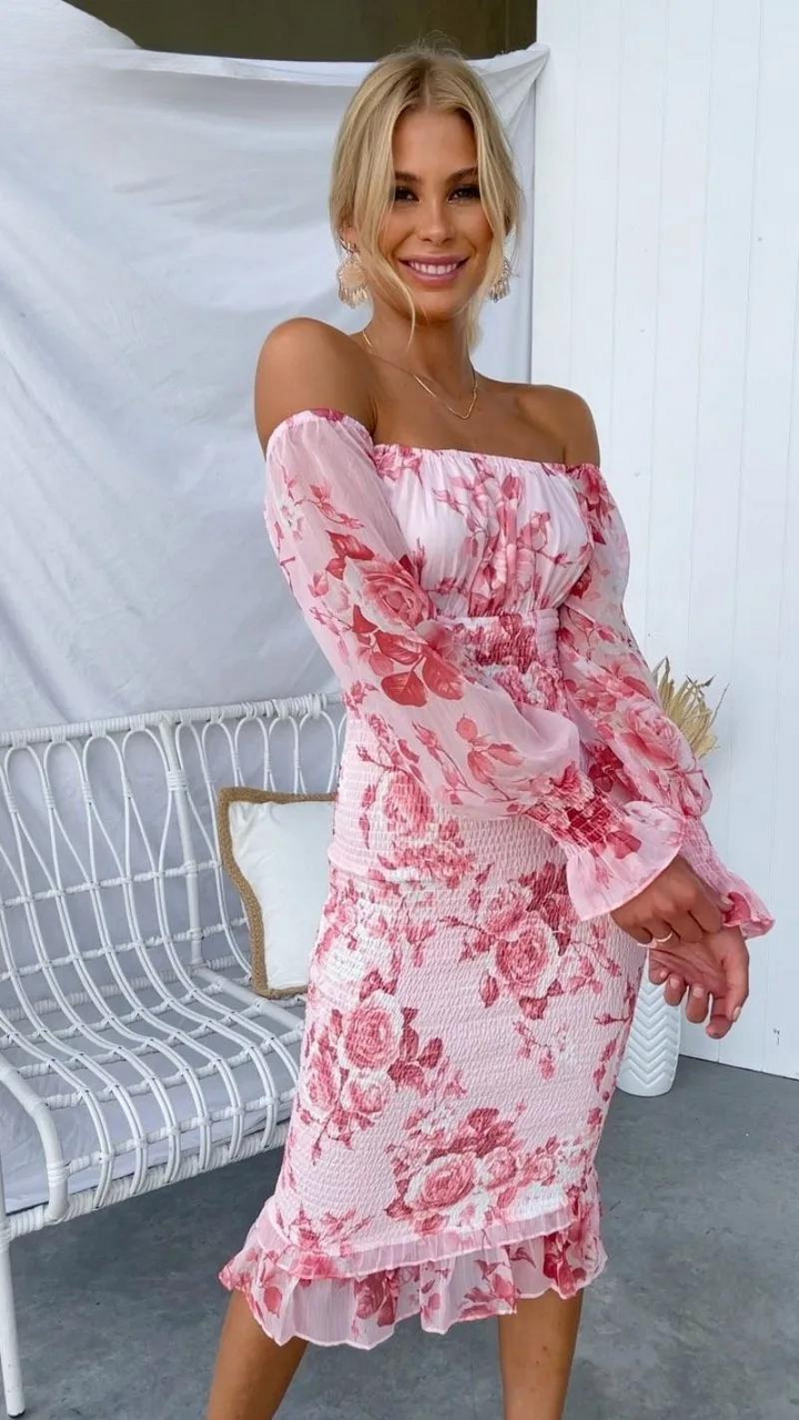 Kendall | Luxe Midi Kleid (Fast ausverkauft) für Damen mit Blumenmuster