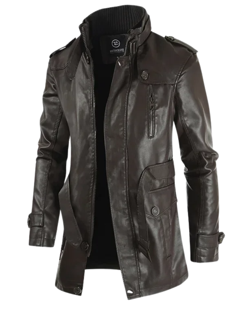 Elegante Lange Bikerjacke für Herren mit langen Ärmeln