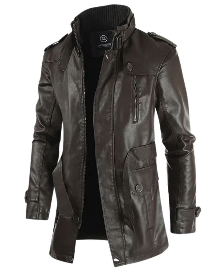 Elegante Lange Bikerjacke für Herren mit langen Ärmeln