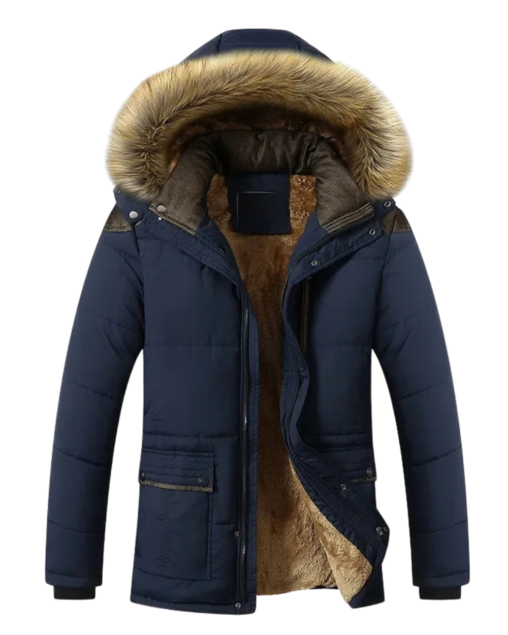 Elegante Gepolsterte Winterjacke für Herren mit Kapuze und langen Ärmeln
