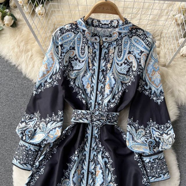 Floral A-Linienkleid für Damen mit schickem Gürtel-Detail