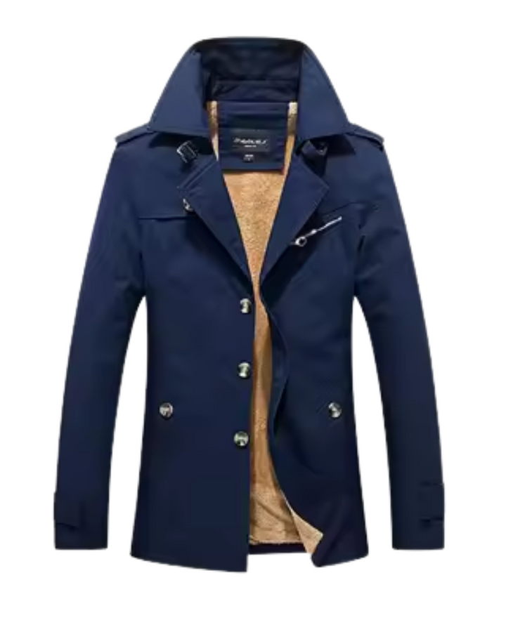 Eleganter Gepolsterter Trenchcoat für Herren mit langen Ärmeln