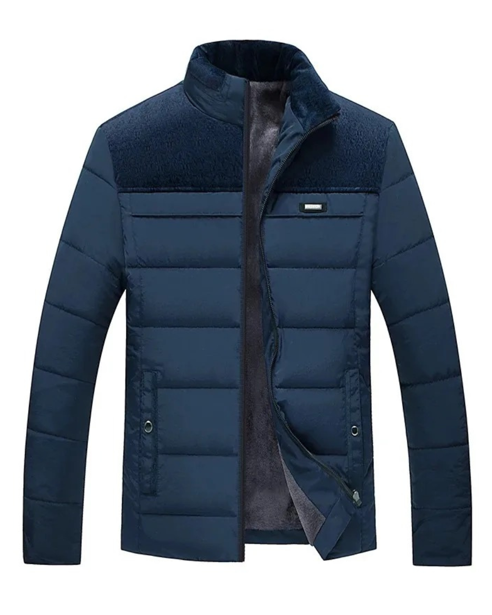 Elegante Gepolsterte Pufferjacke für Herren mit Stehkragen und langen Ärmeln