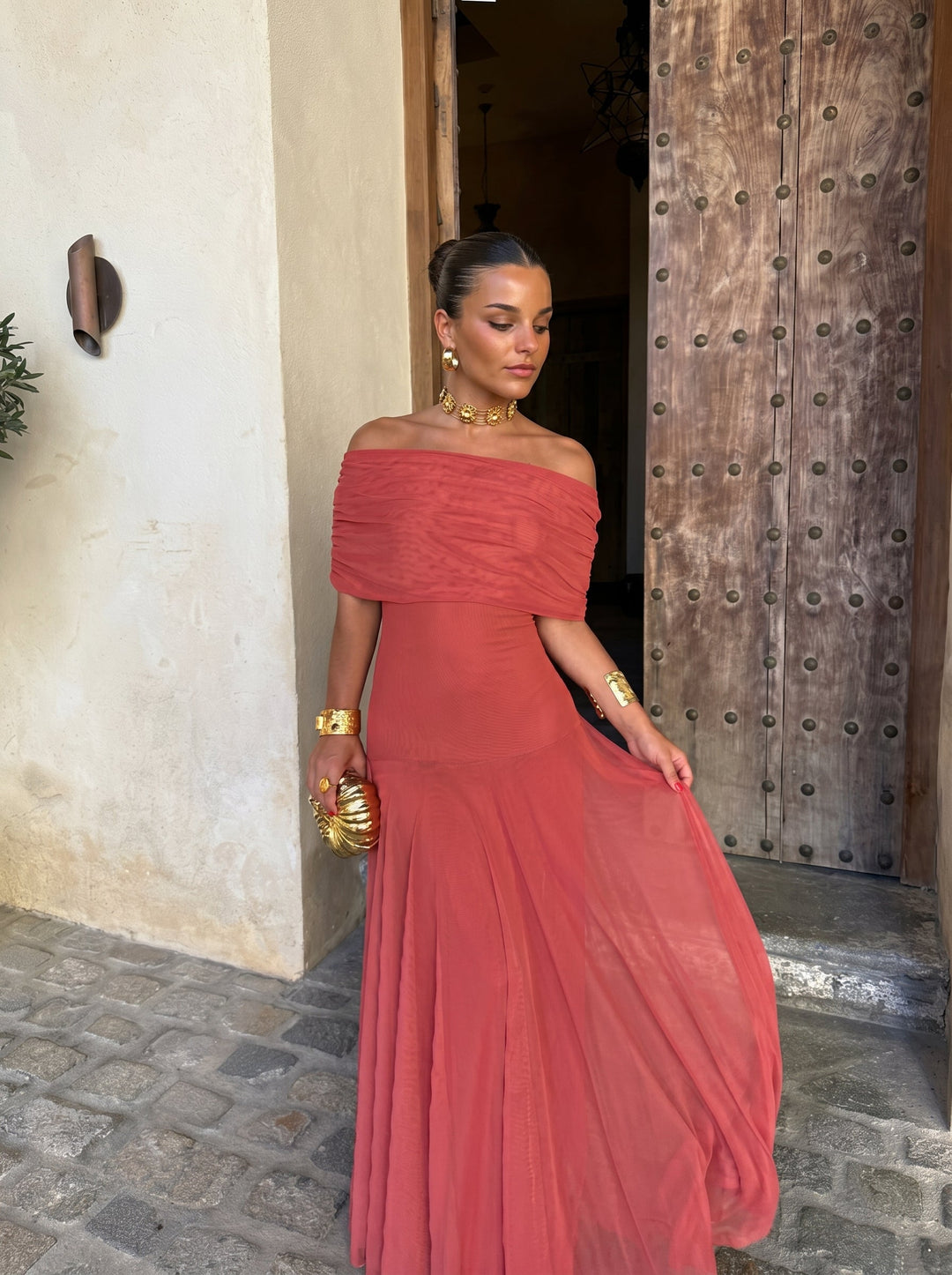 Serena | Damen Maxi Off-Shoulder Kleid