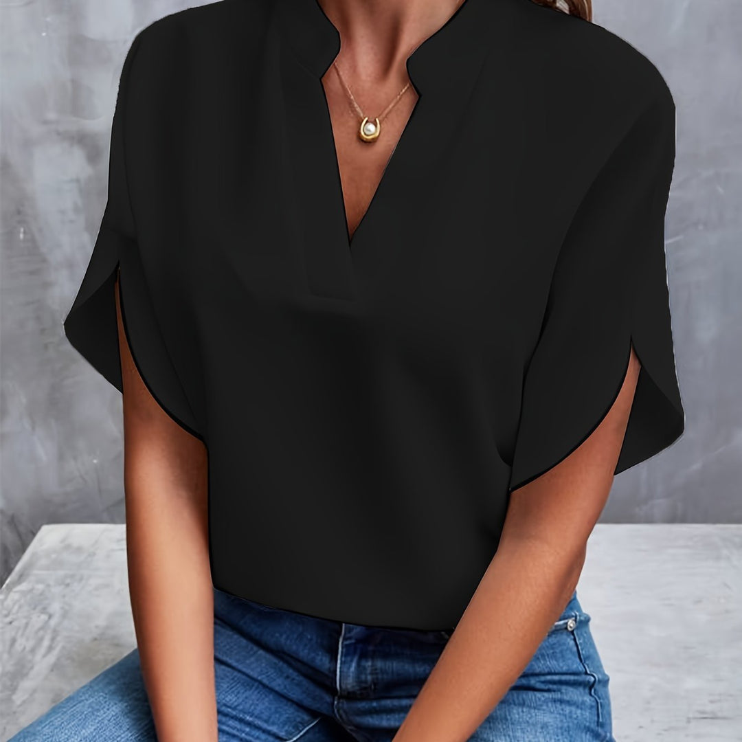 Mina | Elegante Bluse für Damen mit V-Ausschnitt und kurzen Ärmeln