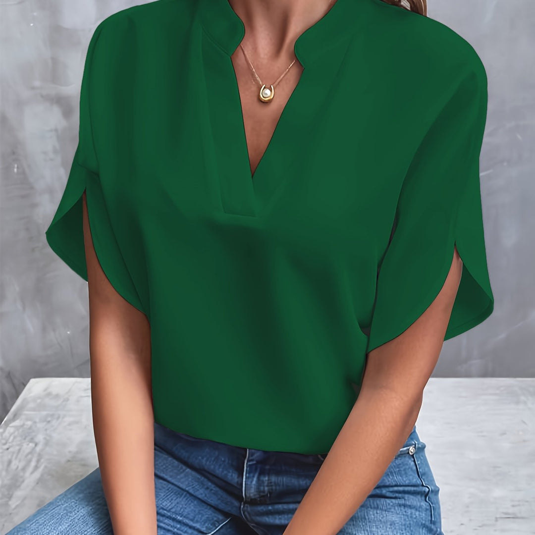 Mina | Elegante Bluse für Damen mit V-Ausschnitt und kurzen Ärmeln
