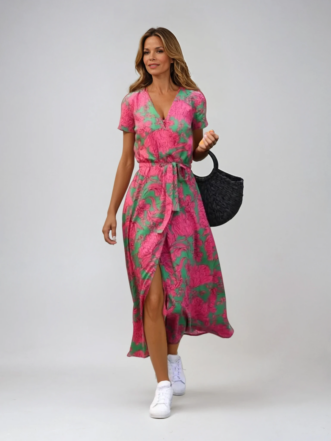 Suzanne | Elegantes Midikleid für Damen mit V-Ausschnitt
