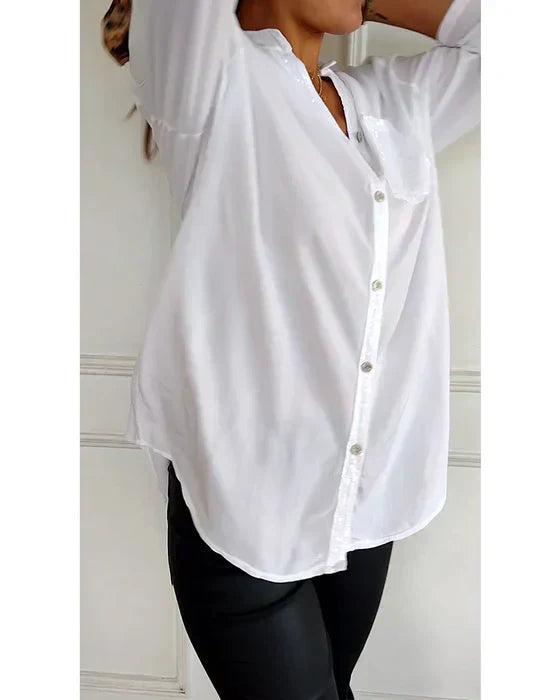 Elaine | Schickes Glamour-Top mit Sternenmuster und langen Ärmeln
