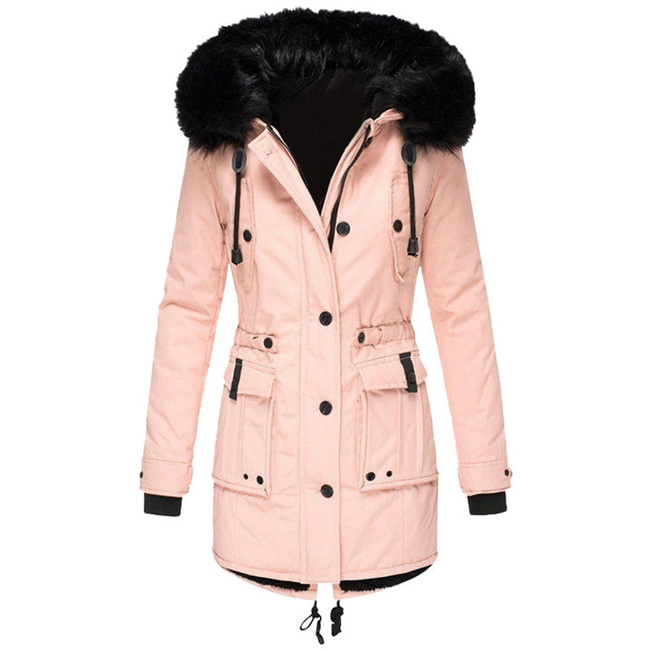 Damenparka mit Knöpfen, Kapuze und Taschen