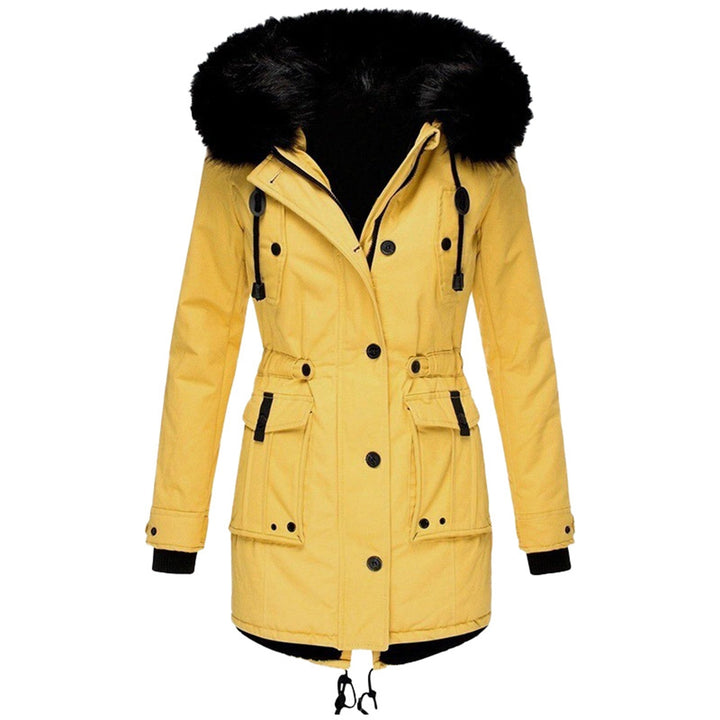 Damenparka mit Knöpfen, Kapuze und Taschen