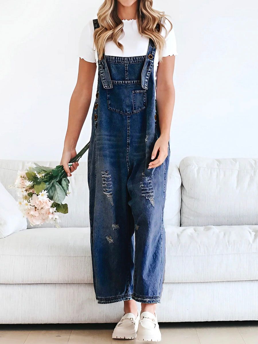 Thessa | Verwaschene Denim-Latzhose für Damen