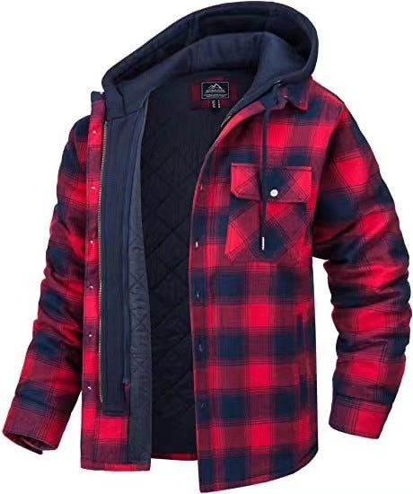 Holzfäller-Winterjacke mit Herzmuster