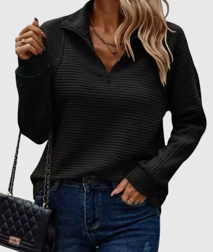 Cathrin | Eleganter Pullover für Damen mit V-Ausschnitt und langen Ärmeln