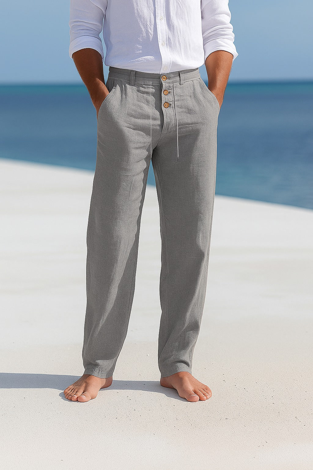 MATTEO | Luftige Sommerhose für Herren mit geradem Bein und mittlerem Bund