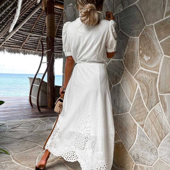Amara | Damen Maxikleid mit Bindegürtel