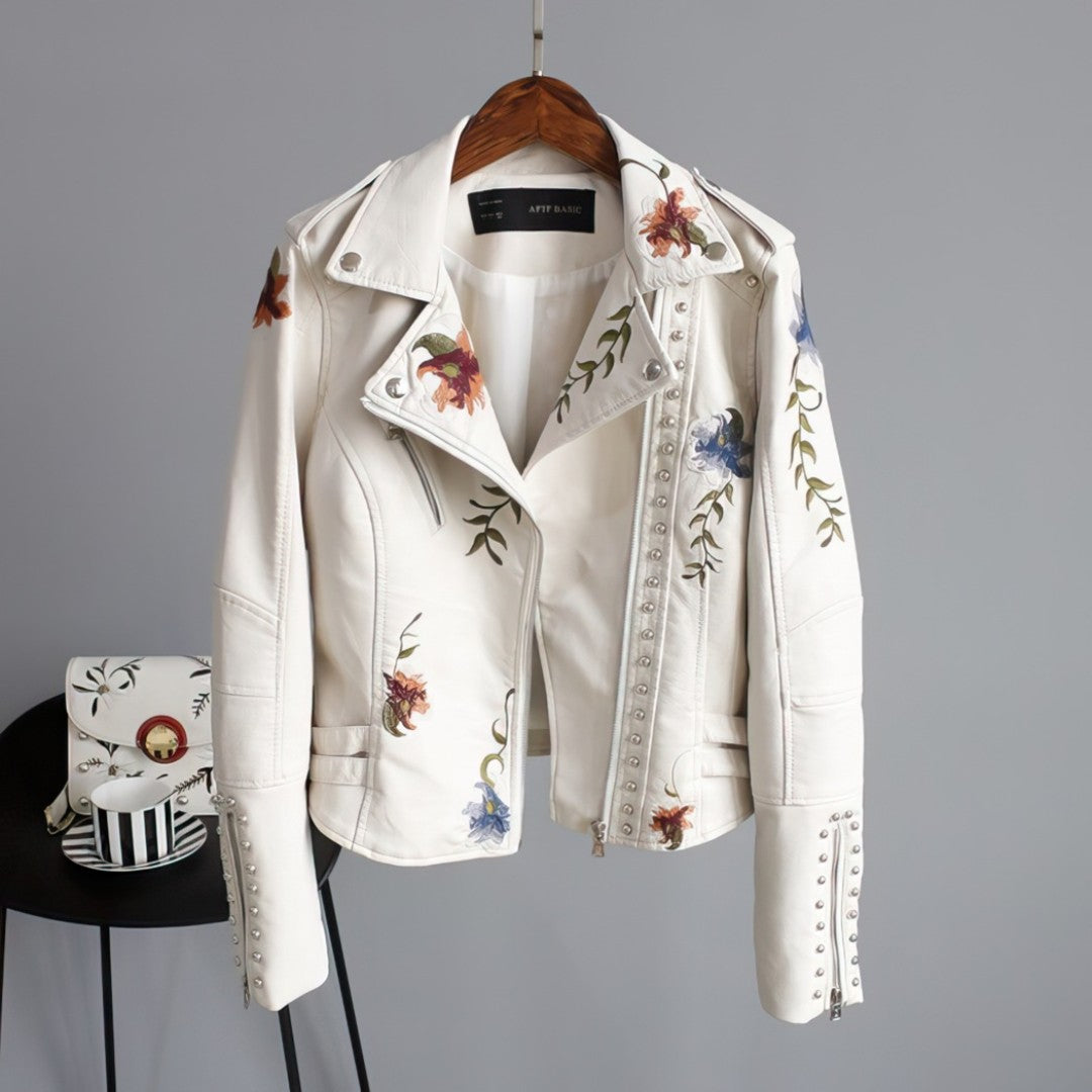 Palmira | Vegane Jacke für Damen mit Blumenmuster und langen Ärmeln