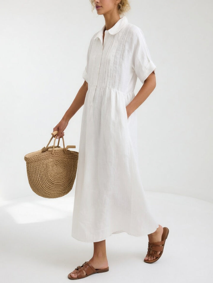 Lindie | Müheloses Sommerhemdkleid für Damen mit kurzen Ärmeln und langen Ärmeln