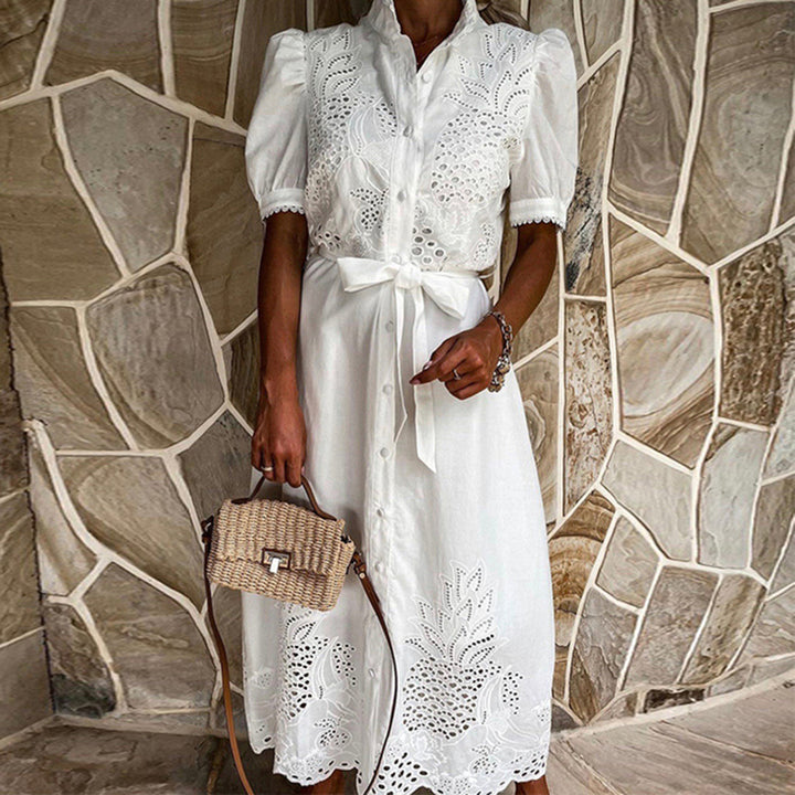 Amara | Damen Maxikleid mit Bindegürtel