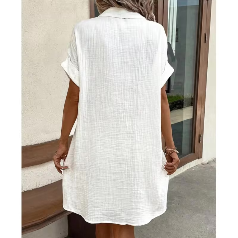 Fenna | Mühelose Knopfkleid für Damen mit kurzen Ärmeln