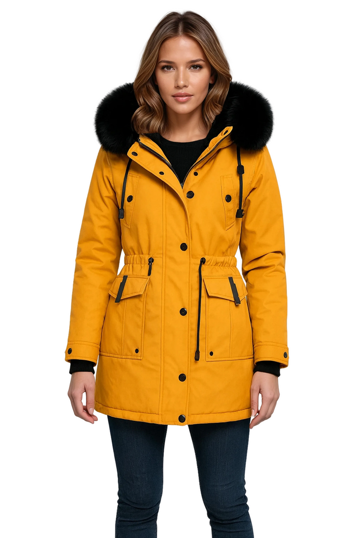 Damen Winterparka mit Tunnelzug, Kapuze und Taschen