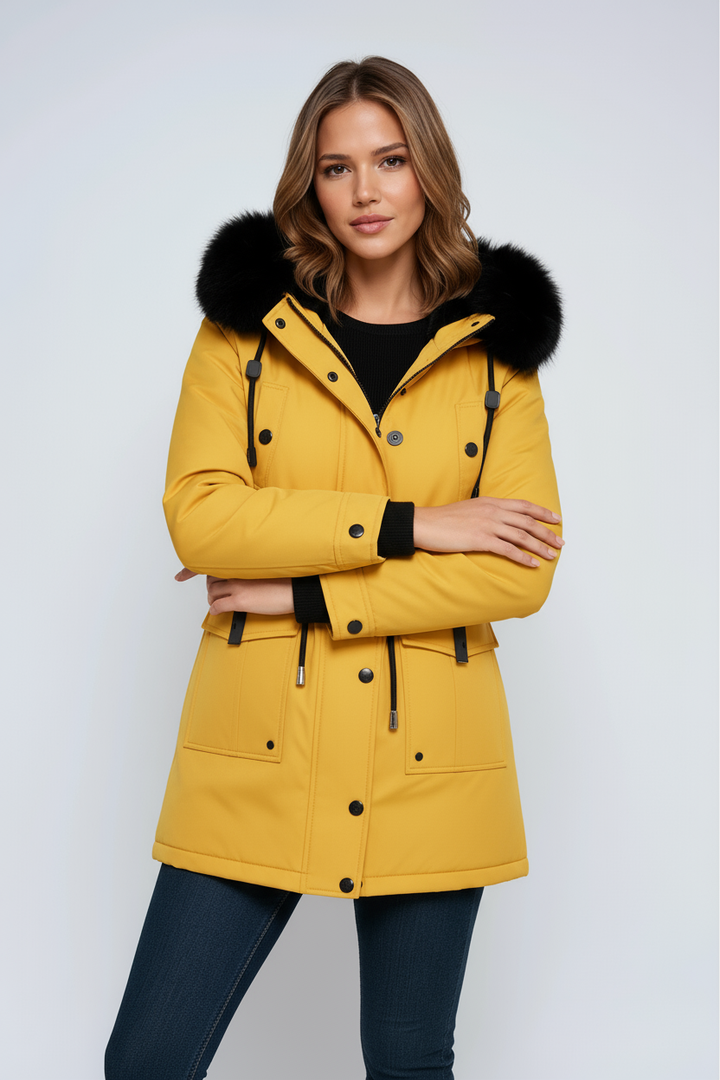 Damen Winterparka mit Tunnelzug, Kapuze und Taschen