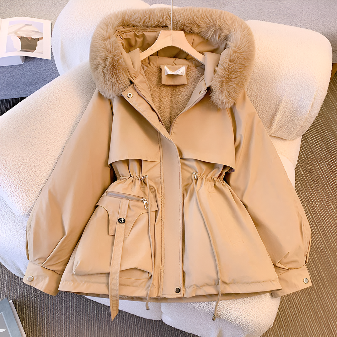 Olivia | Eleganter Wintermantel für Damen mit Kapuze und langen Ärmeln