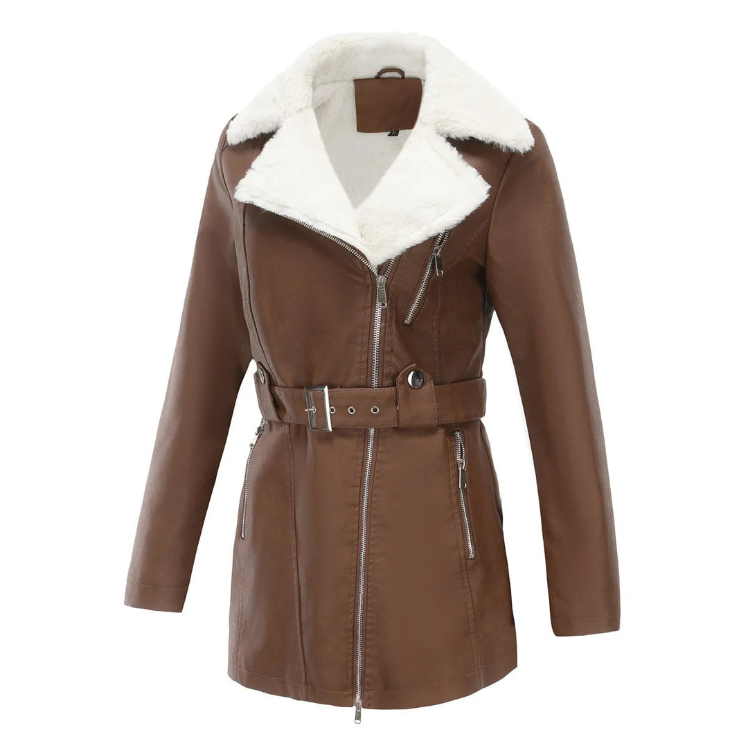 Damen Wintermantel mit Taschen und Gürtel