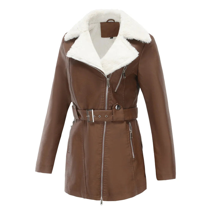 Damen Wintermantel mit Taschen und Gürtel