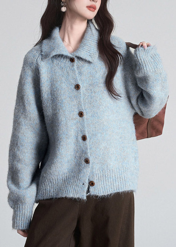 Damen Strickjacke mit langen Ärmeln, Knöpfen und Peter-Pan-Kragen
