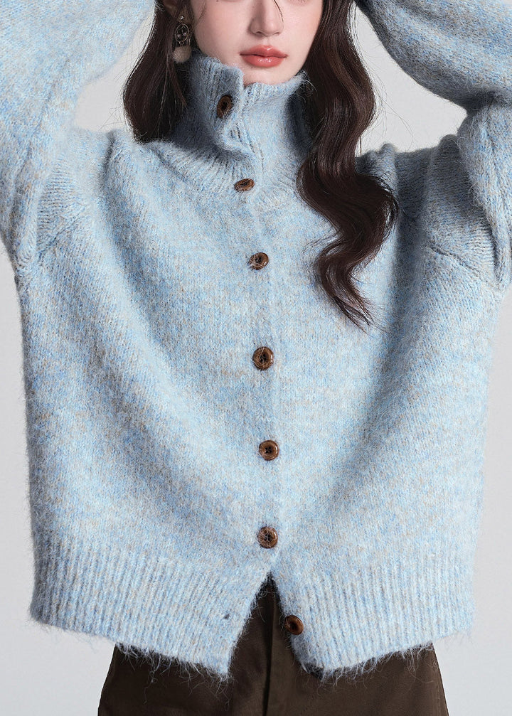 Damen Strickjacke mit langen Ärmeln, Knöpfen und Peter-Pan-Kragen