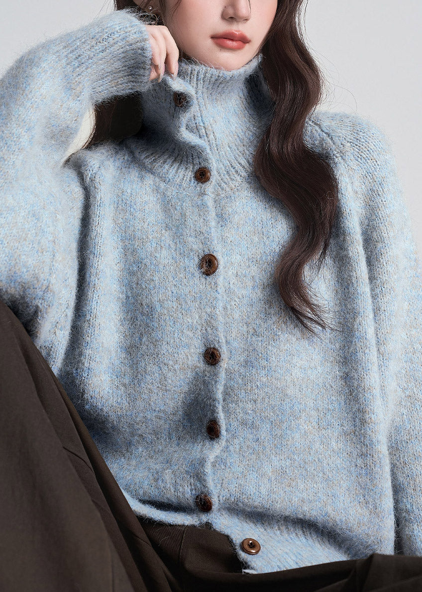 Damen Strickjacke mit langen Ärmeln, Knöpfen und Peter-Pan-Kragen