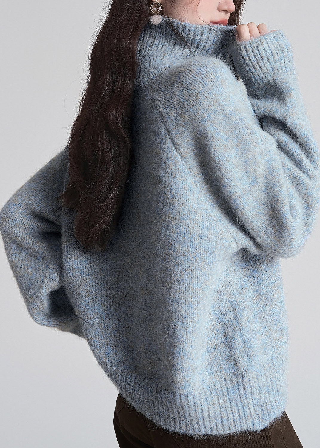 Damen Strickjacke mit langen Ärmeln, Knöpfen und Peter-Pan-Kragen