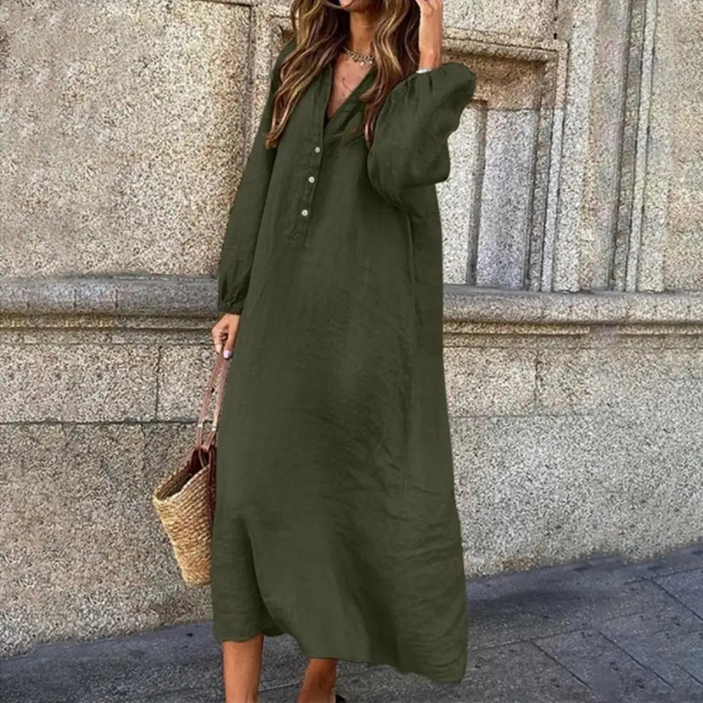 VIVI | Midikleid mit V-Ausschnitt und langen Ärmeln