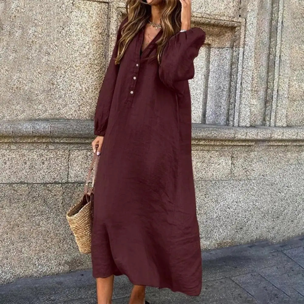 VIVI | Midikleid mit V-Ausschnitt und langen Ärmeln