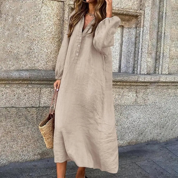 VIVI | Midikleid mit V-Ausschnitt und langen Ärmeln