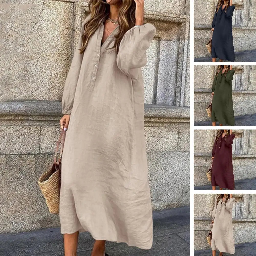 VIVI | Midikleid mit V-Ausschnitt und langen Ärmeln