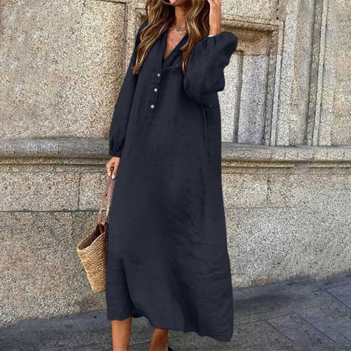 Luna | Langärmeliges Midikleid (1+1 GRATIS) für Damen mit V-Ausschnitt