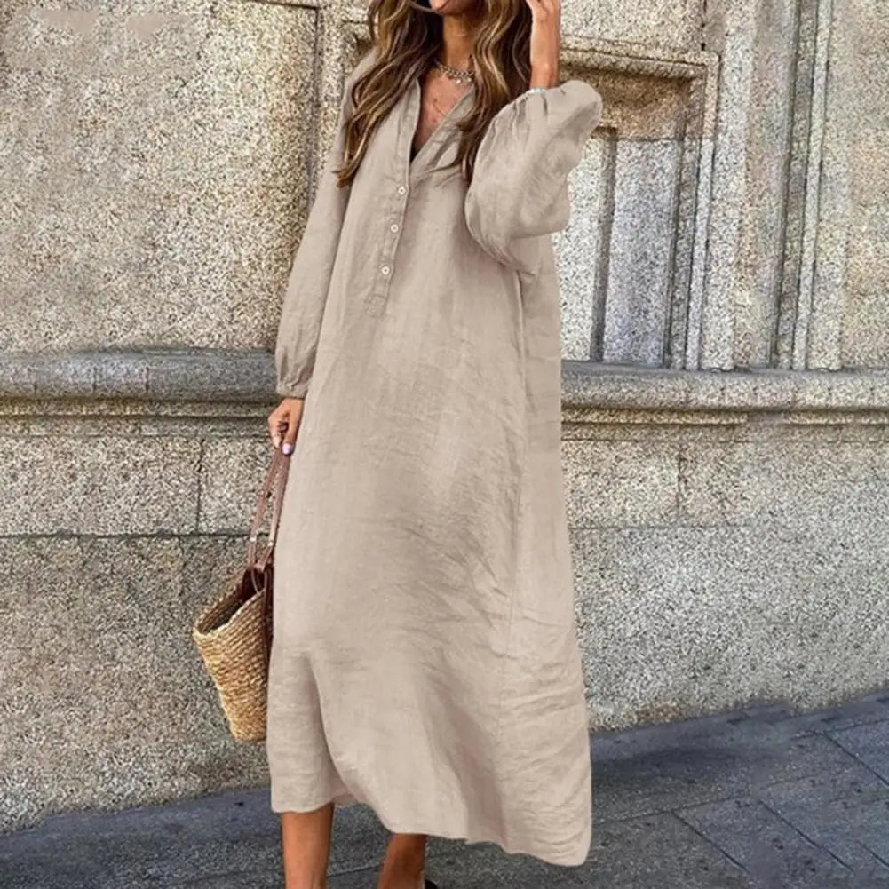 Luna | Langärmeliges Midikleid (1+1 GRATIS) für Damen mit V-Ausschnitt