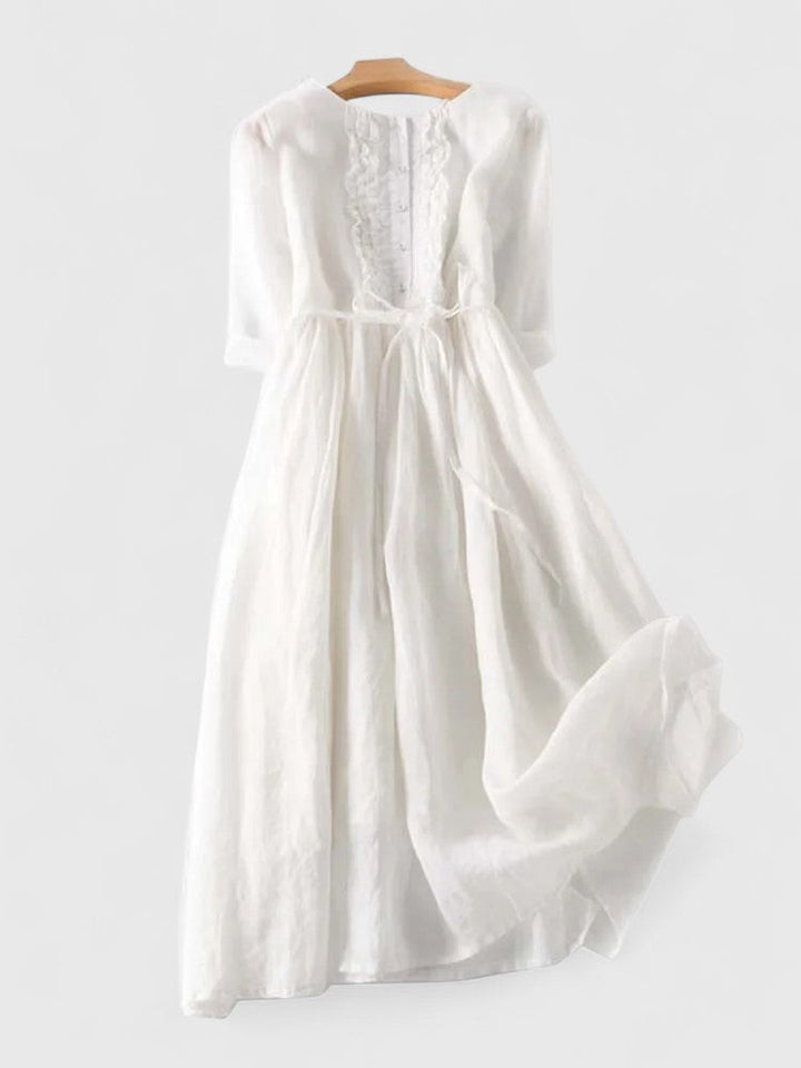 Karynthe | Elegantes Midikleid für Damen mit Rundhalsausschnitt und langen Ärmeln