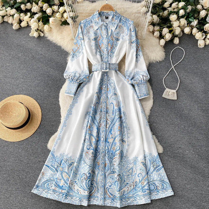 Floral A-Linienkleid für Damen mit schickem Gürtel-Detail
