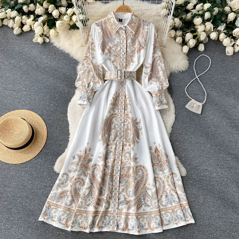 Floral A-Linienkleid für Damen mit schickem Gürtel-Detail