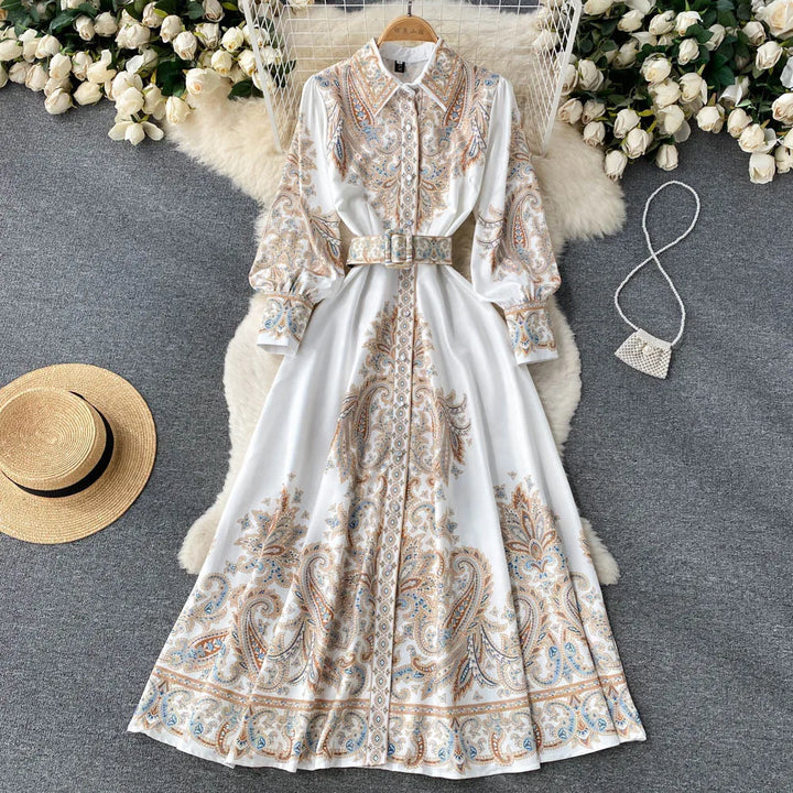 Floral A-Linienkleid für Damen mit schickem Gürtel-Detail