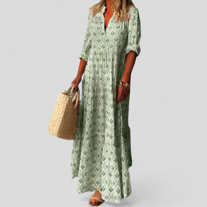 Nora | Damen Maxikleid mit V-Ausschnitt und Taschen