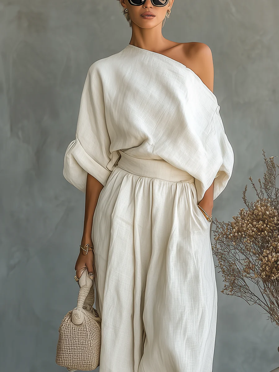Mila | Zweiteiliges Set mit schulterfreien Design und langen Ärmeln