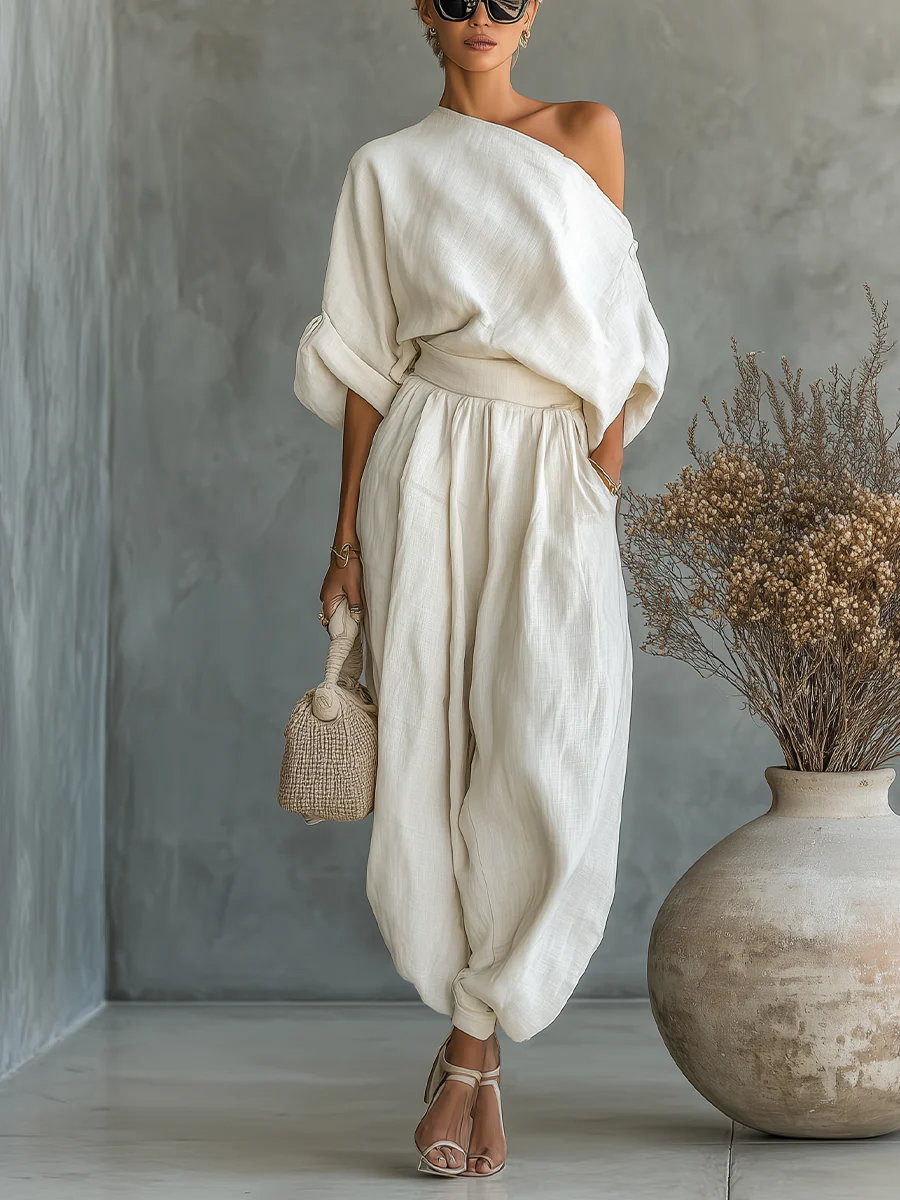 Mila | Zweiteiliges Set mit schulterfreien Design und langen Ärmeln