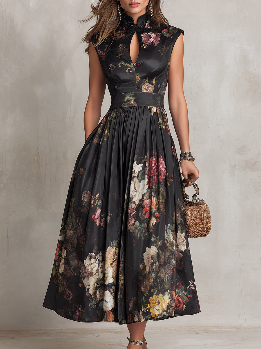 Brianne Elegantes Midi-Kleid für Damen mit Blumenmuster