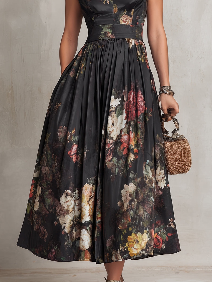Brianne Elegantes Midi-Kleid für Damen mit Blumenmuster