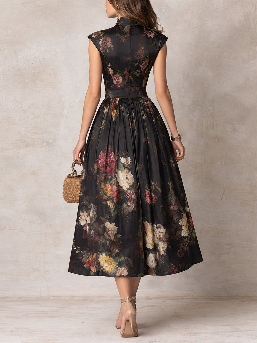 Brianne Elegantes Midi-Kleid für Damen mit Blumenmuster
